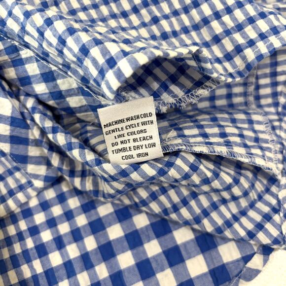 Habitat Gingham Top Women XS Blue White Check Seersucker Button Front Country - Picture 8 of 8